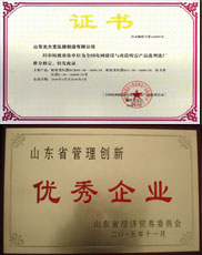 齐齐哈尔变压器厂家优秀管理企业证书